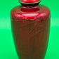 Signed Ando Japanese Pigeon Blood Red Ginbari Cloisonne Bird Bamboo Vase 5.75”
