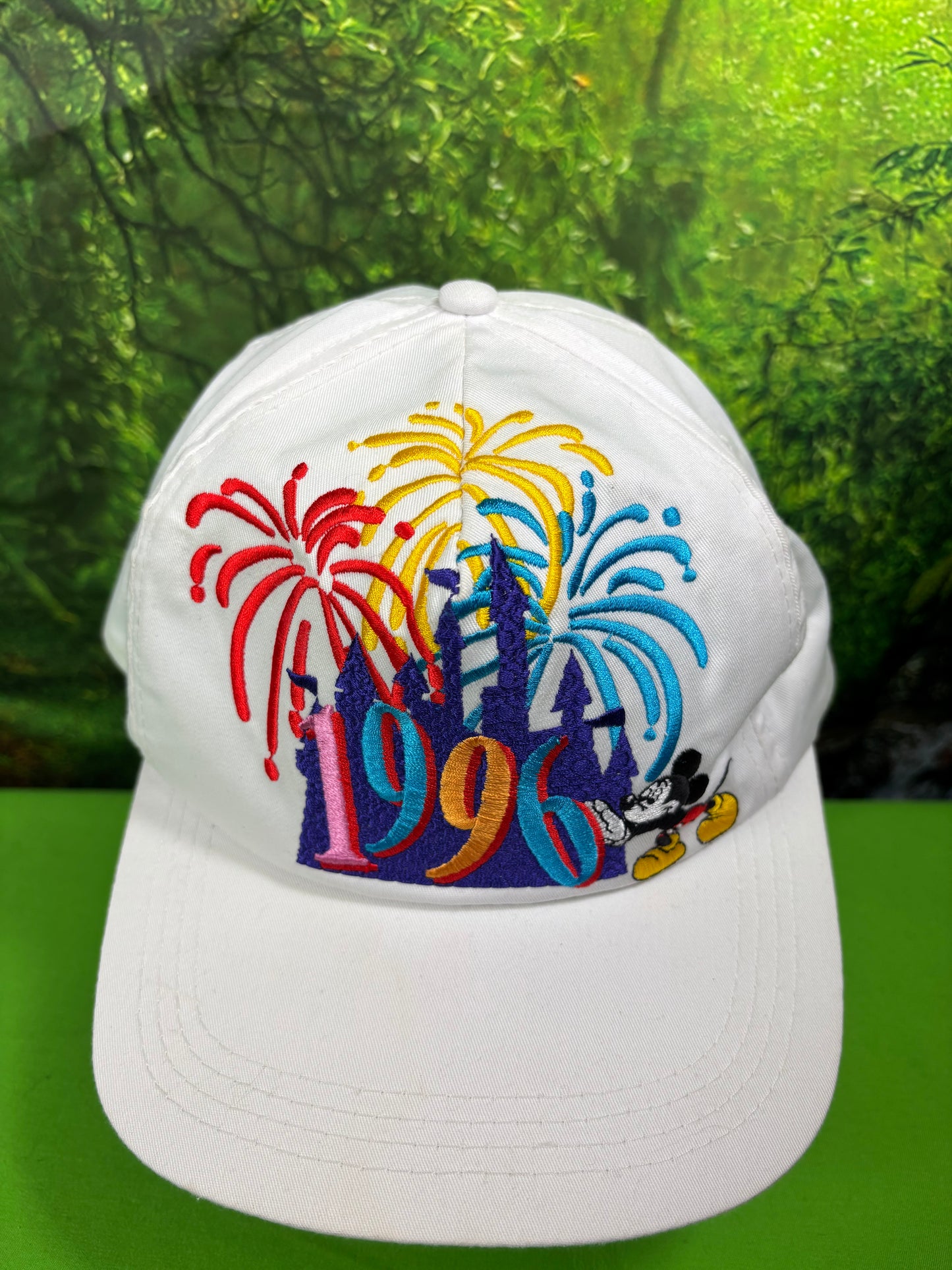 Vintage Disney Snapback Happy New Year 1996 White Adjustable Hat Mickey Mouse