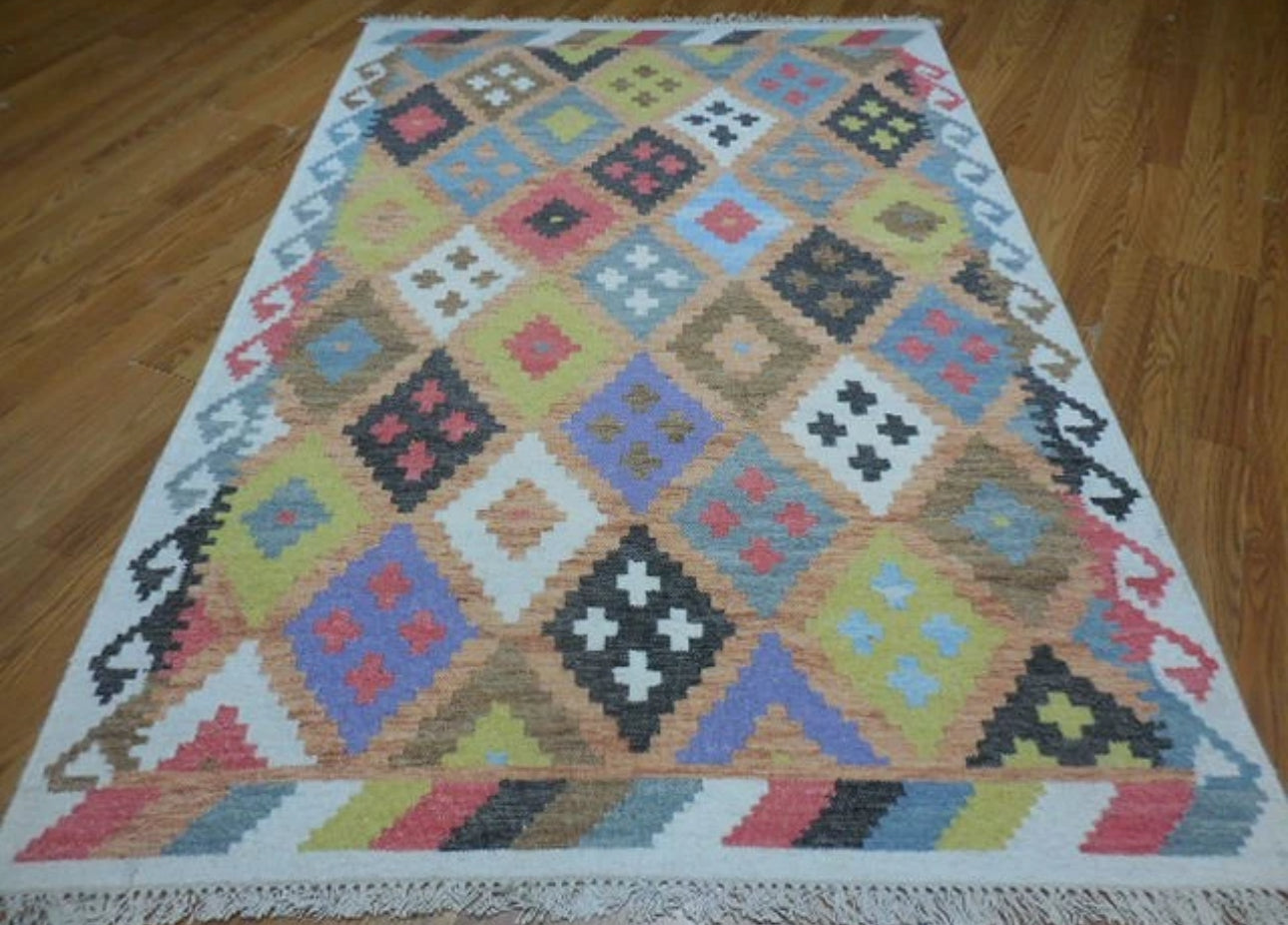 Turkish Oushak Rug, Flat Weave Oushak Rug, Handmade Bohemian Rug, 4x6