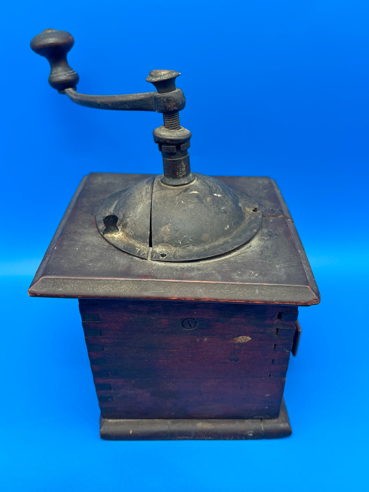 Antique K&M Kissing Möllmann German Coffee Grinder Mill Wood Hand Crank c1900