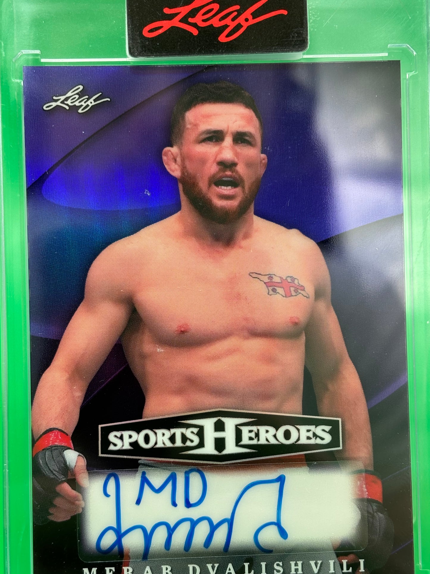 2026 Leaf Sports Heroes Merab Dvalishvili Auto 1/8 Encased Purple Wave BA-MD1