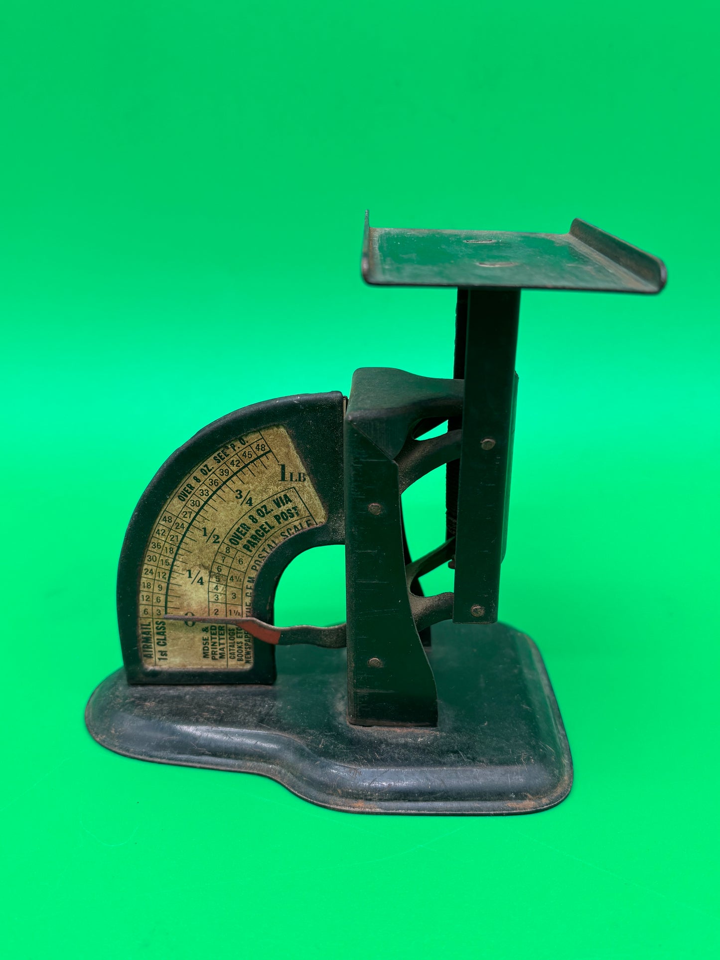 Antique “The GEM” U.S. Postal Letter Scale Desk Office Cast Iron c1910s Parcel Post Rate Chart