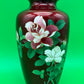 Beautiful 7 1/8'' Showa Japanese Red Gimbari Cloisonne Enamel Floral Rose Vase