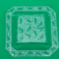 Vintage Clear Pressed Glass Ashtray Bird Berry Motif Square Trinket Dish 3.25”