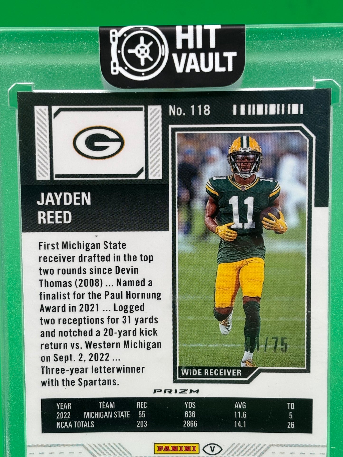2023 Panini Contenders Optic Jayden Reed Rookie Ticket Auto Blue #41/75 On-Card