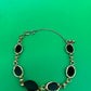 Art Deco 1/20 12K Gold Filled Black Onyx Oval Cabochon Link Bracelet 7”
