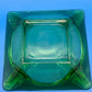 Vintage MCM Emerald Green Square Glass 4 Slot Ashtray