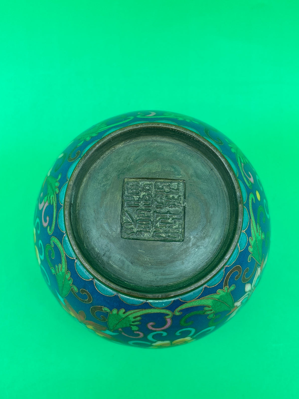 Chinese Cloisonne Enamel Copper Incense Burner Censer Qianlong Mark Floral