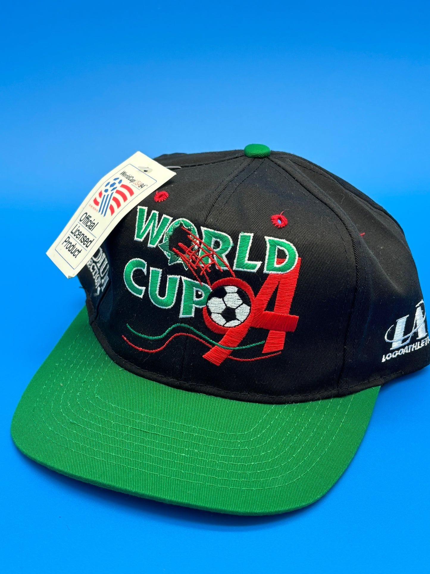 World Cup USA 1994 Football Soccer Cap Hat Vintage NWT Logo Athletic Men Black