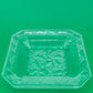Vintage Clear Pressed Glass Ashtray Bird Berry Motif Square Trinket Dish 3.25”