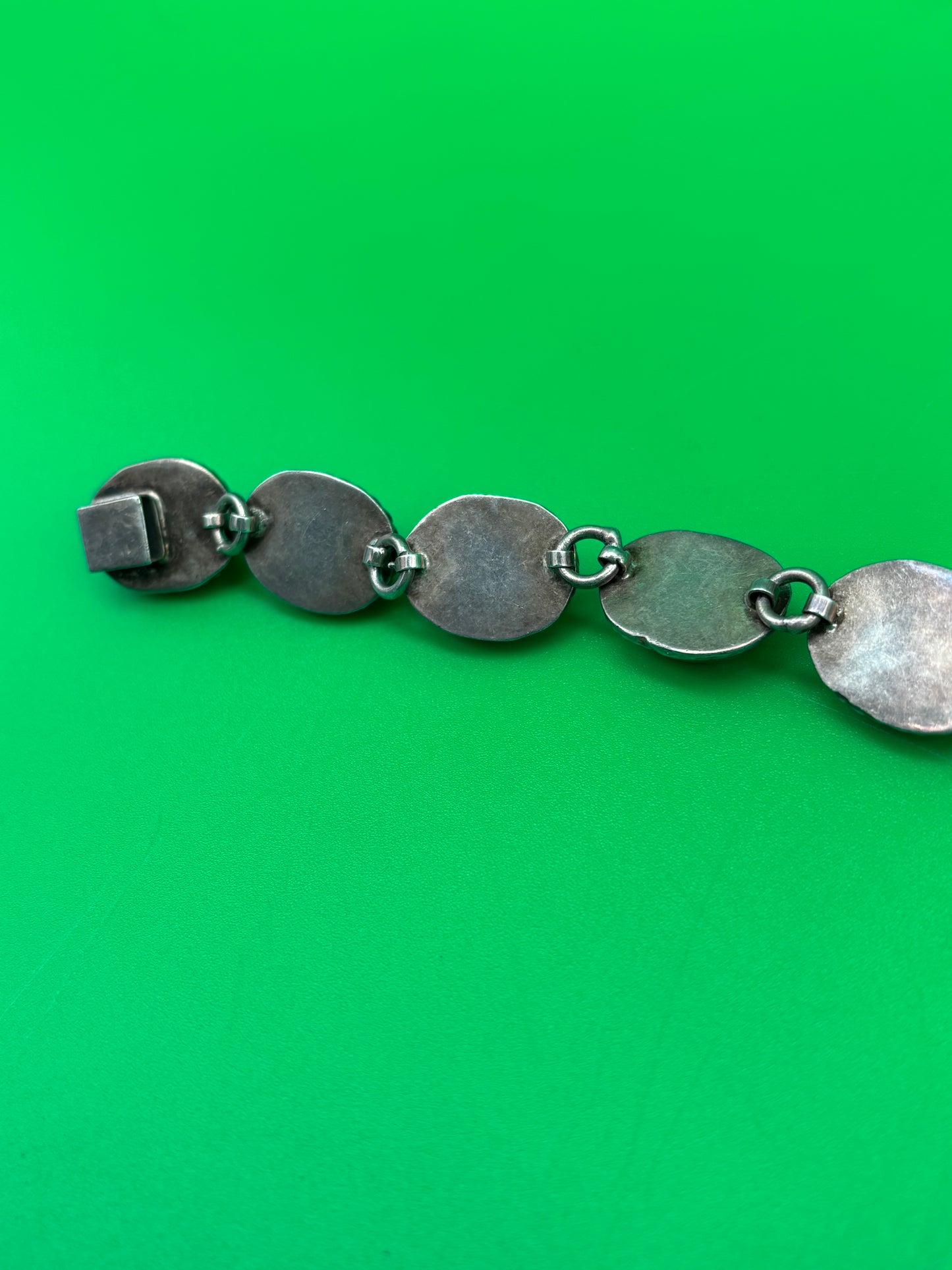 Vintage Taxco Mexico Sterling Silver Multi Stone Bracelet 925 TA-95 58g