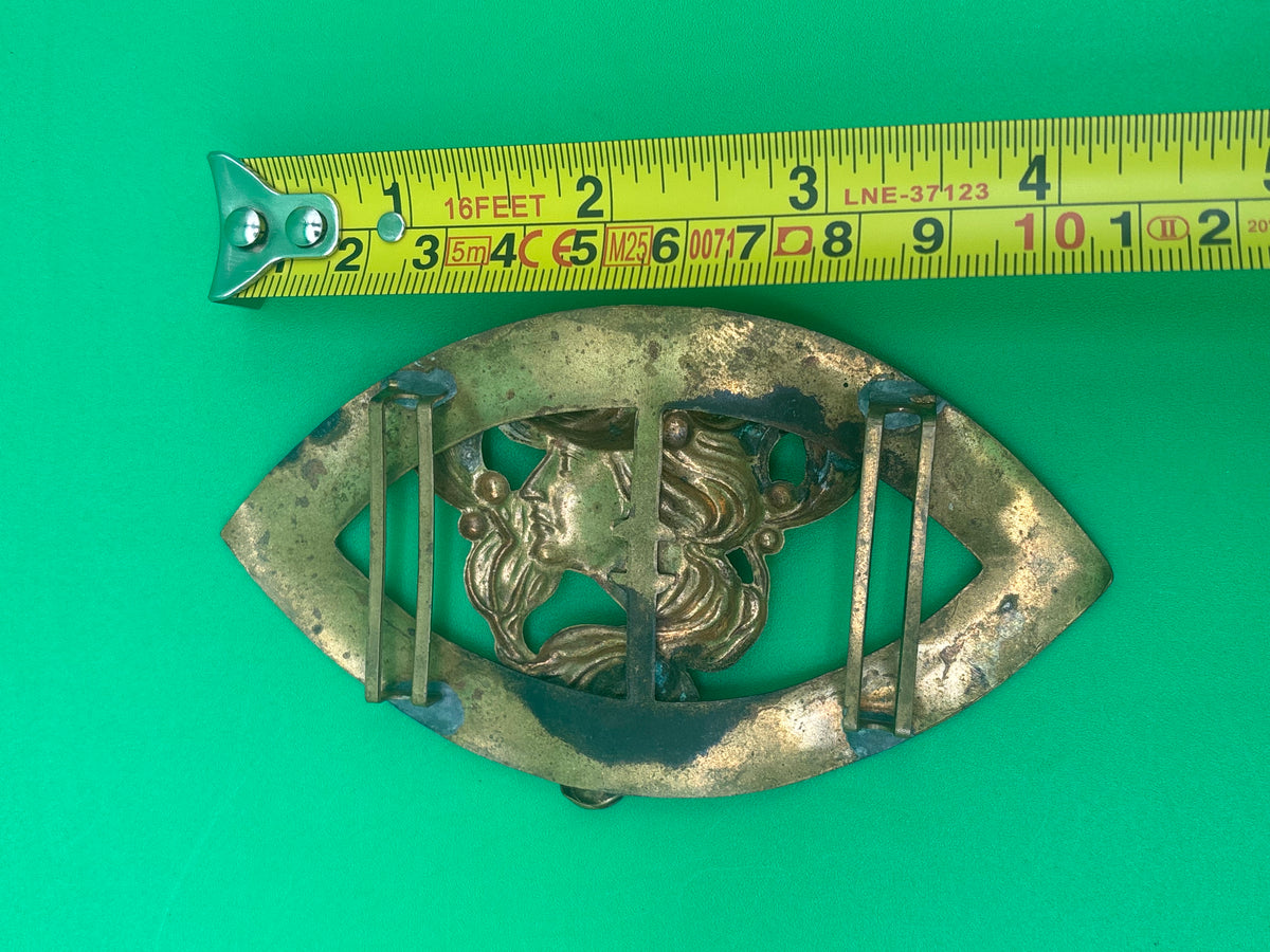 Antique Style Art Nouveau Brass Lady Profile Sash Belt Buckle Gibson Girl