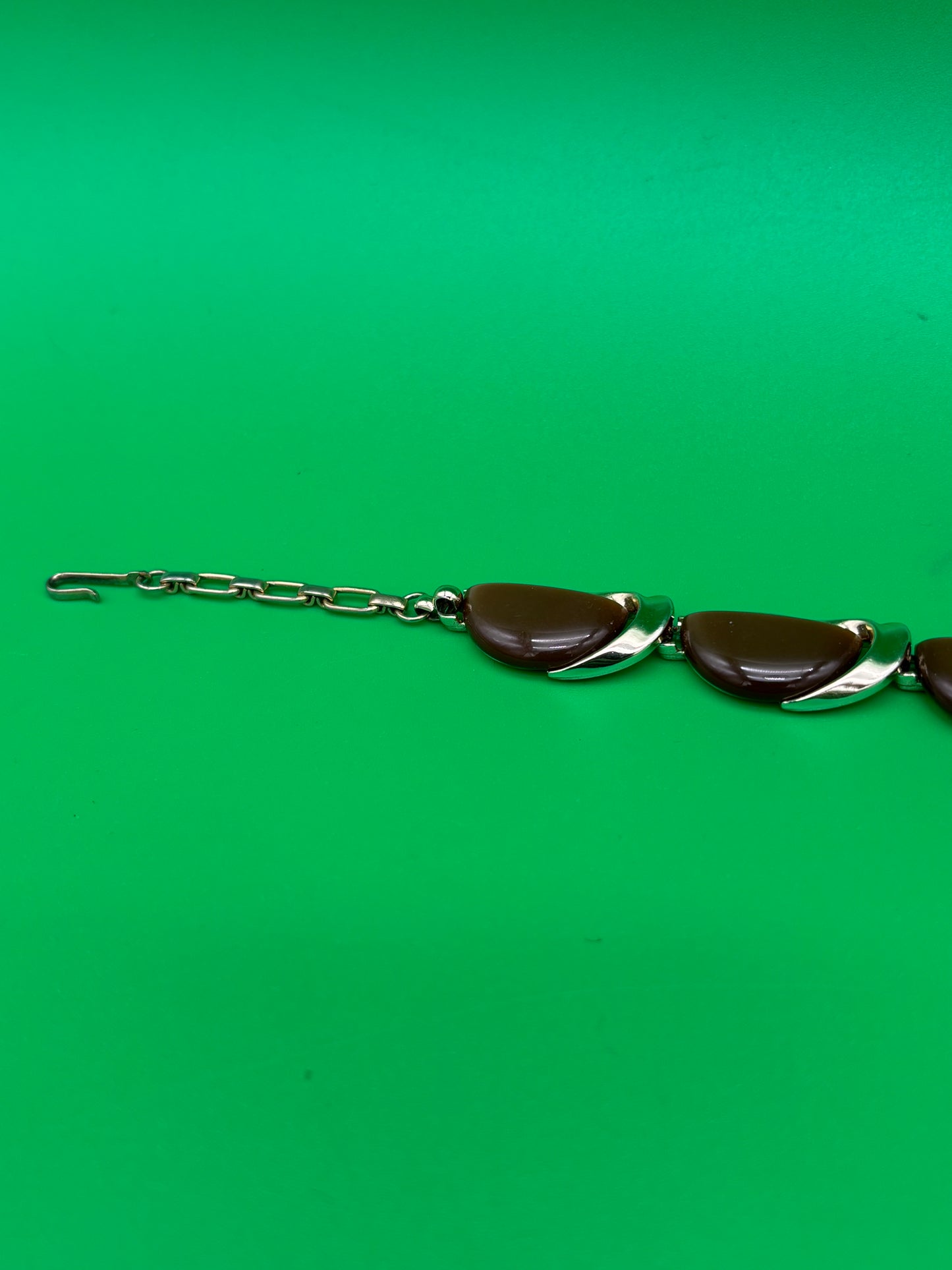 Vintage Estate Signed Lisner Brown Thermoset Gold Tone 16” Necklace G27587