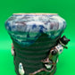 Antique Japanese Sumida Gawa Vase Signed Ban-ni Blue Drip Glaze Figural 5.25”