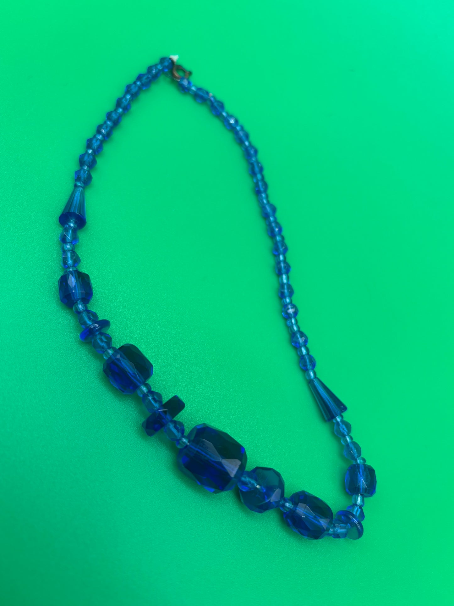 Vintage Faceted Blue Glass Necklace