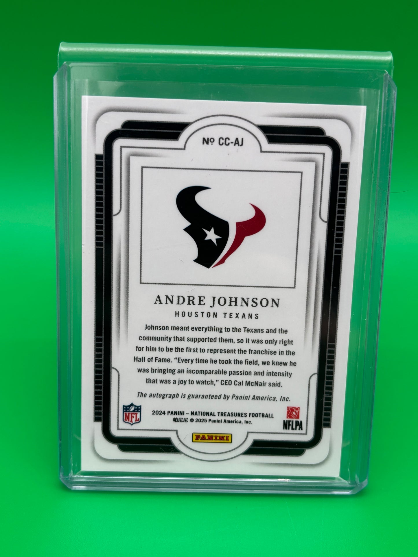 2025 National Treasures Andre Johnson Canton Calligraphy On Card Auto #63/99 SSP