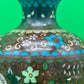 Antique Meiji Japanese Goldstone Cloisonne Butterfly Floral Vase 7 1/4”