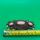 Vintage Art Nouveau Filigree Sash Pin Brooch Pink Marbled Glass Cabochons Antique Style