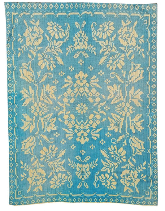 Hand Embriodred Needlework Vintage  African Kilim Wool Area Rug 6.5 x 4.5 Ft