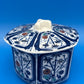 Vintage Japanese Arita Shoho Ko Imari Porcelain Lidded Bowl Blue Gold Floral