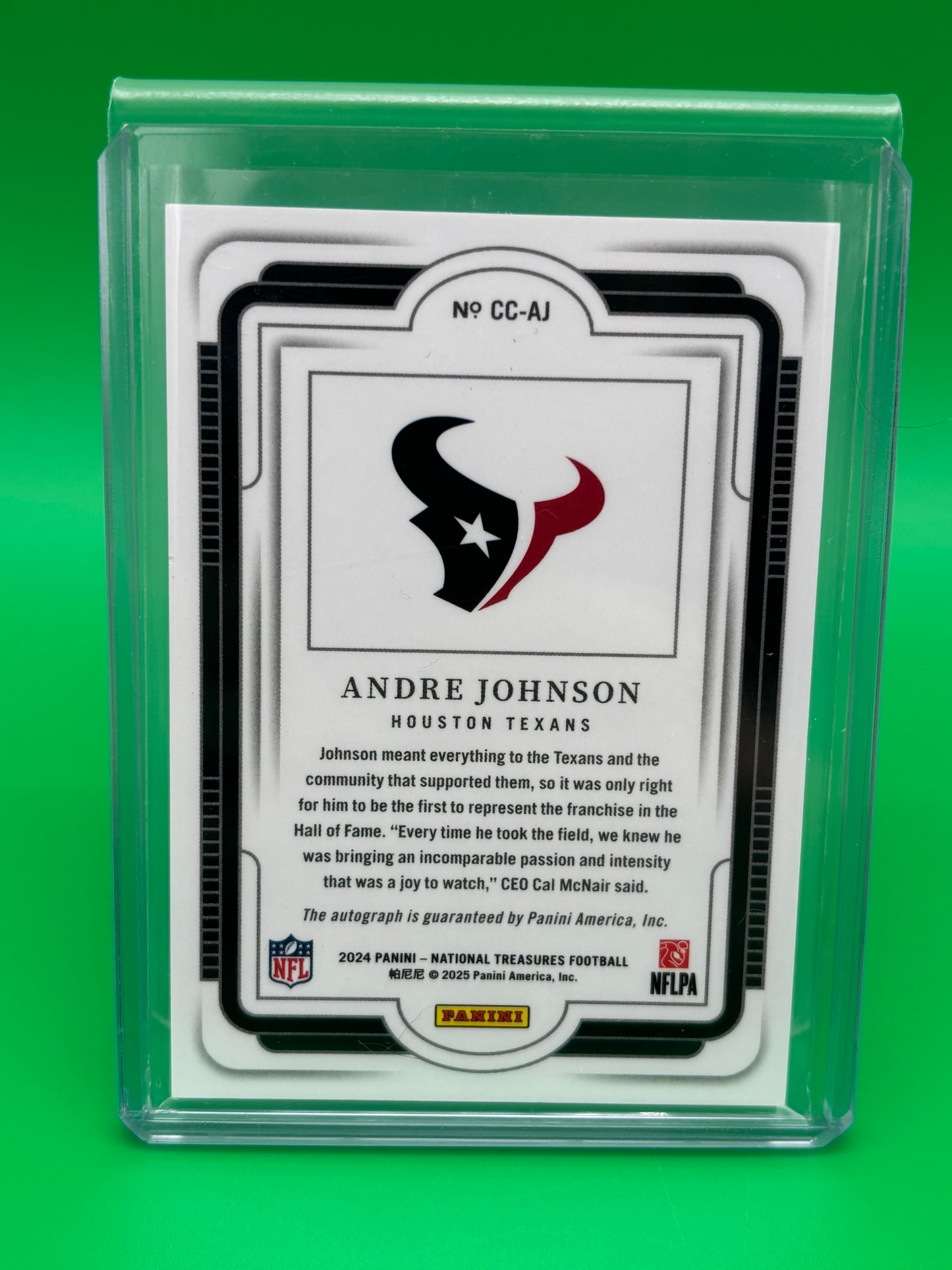 2025 National Treasures Andre Johnson Canton Calligraphy On Card Auto #63/99 SSP