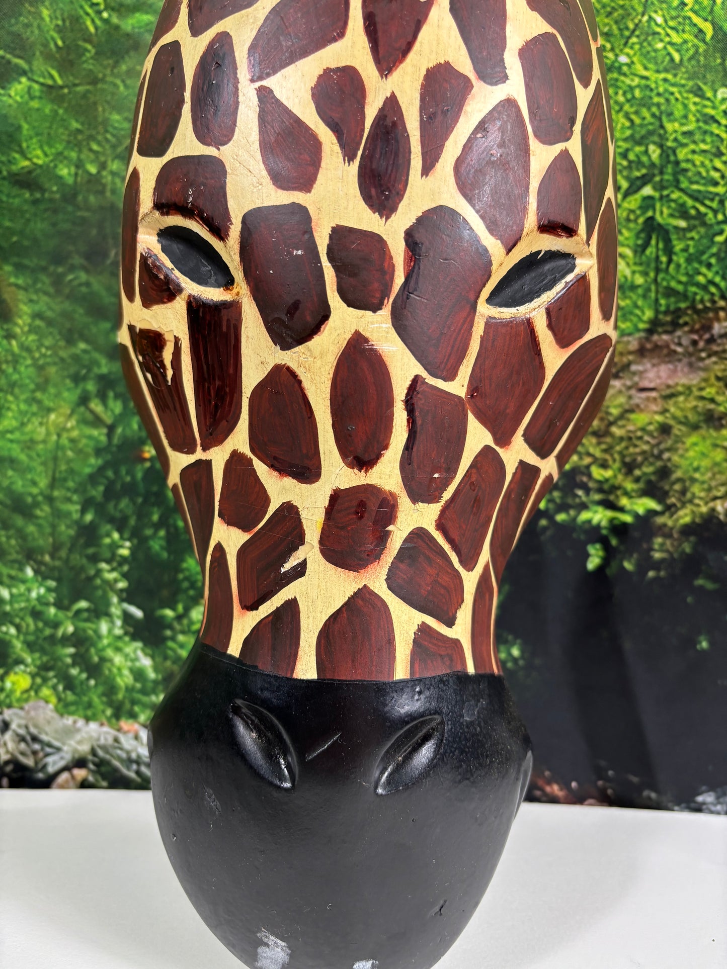 Wooden Giraffe Head Wall Hanging