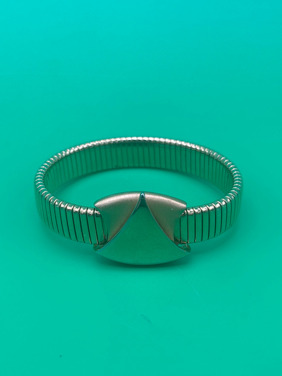 Vintage Napier Silver Tone Stretch Bracelet Geometric Modernist Expansion Rare