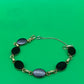 Art Deco 1/20 12K Gold Filled Black Onyx Oval Cabochon Link Bracelet 7”