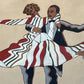 Vintage Mid Century Dancing Couple Art Reverse Painted Glass Art Deco Chrome Frame