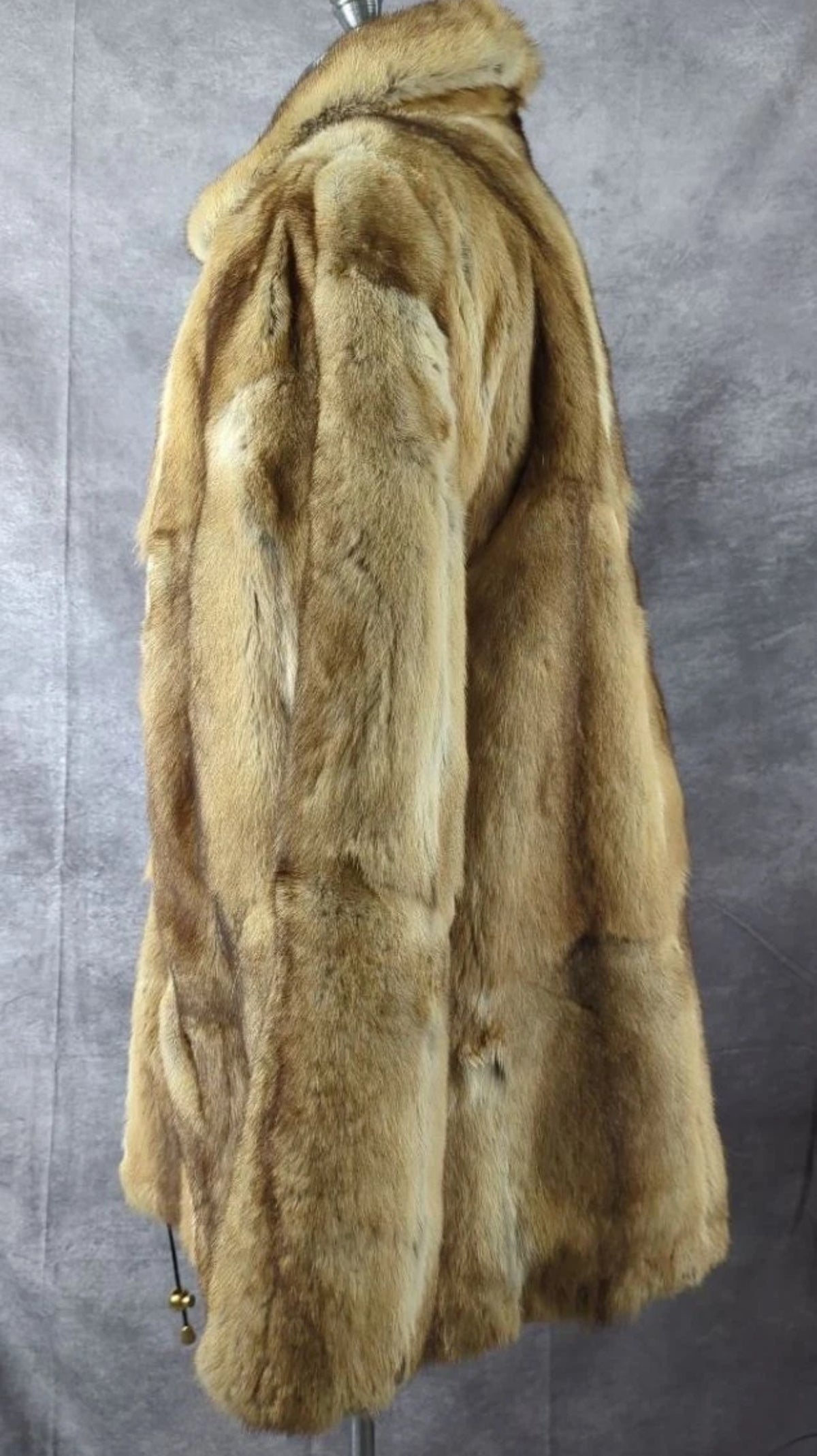 Vintage Kent Fisher Men’s Genuine Real Fur Coat XL Golden Tan Full Zip 34”