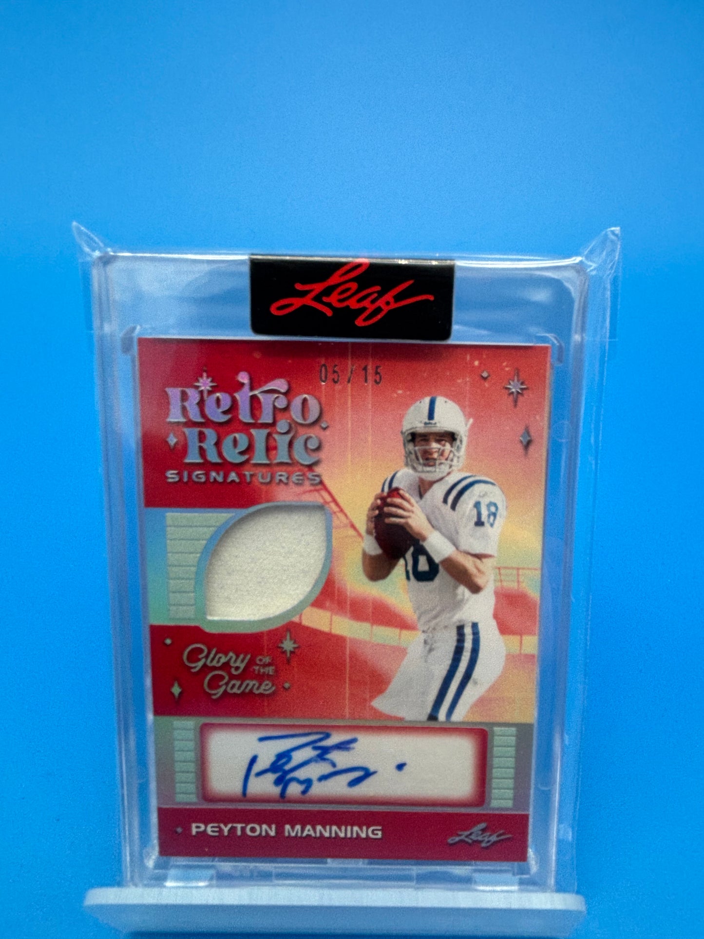 2025 Leaf Glory Of The Game Peyton Manning Retro 5/15 Auto Jersey Card Colts