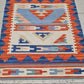 Vintage Hand Knotted Shiraz Kilim Wool Area Rug 2.9 x 2.1 Ft Blue Orange Persian Style