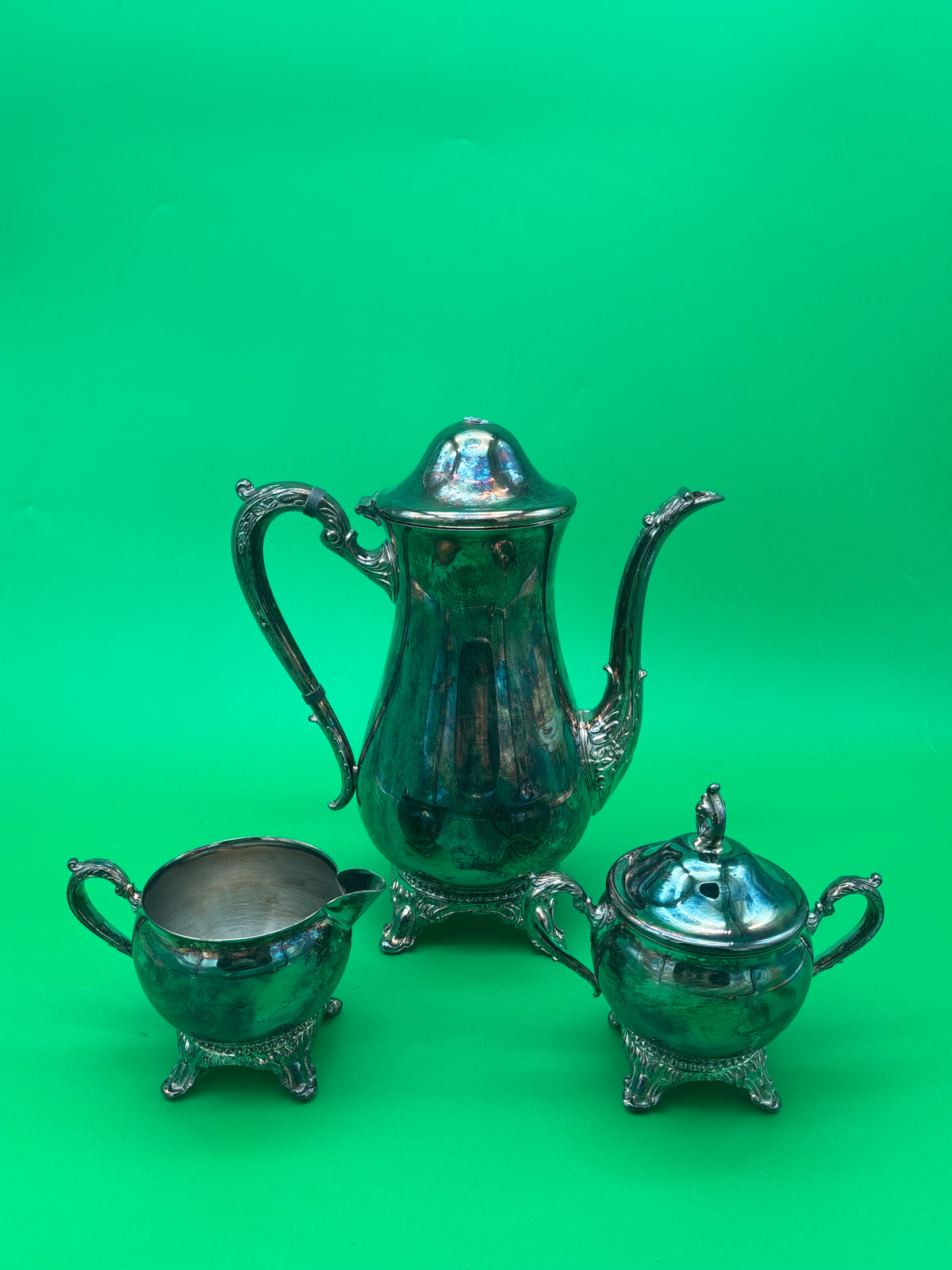 Vintage Barker Ellis England Silverplate 3-Piece Coffee / Tea Service