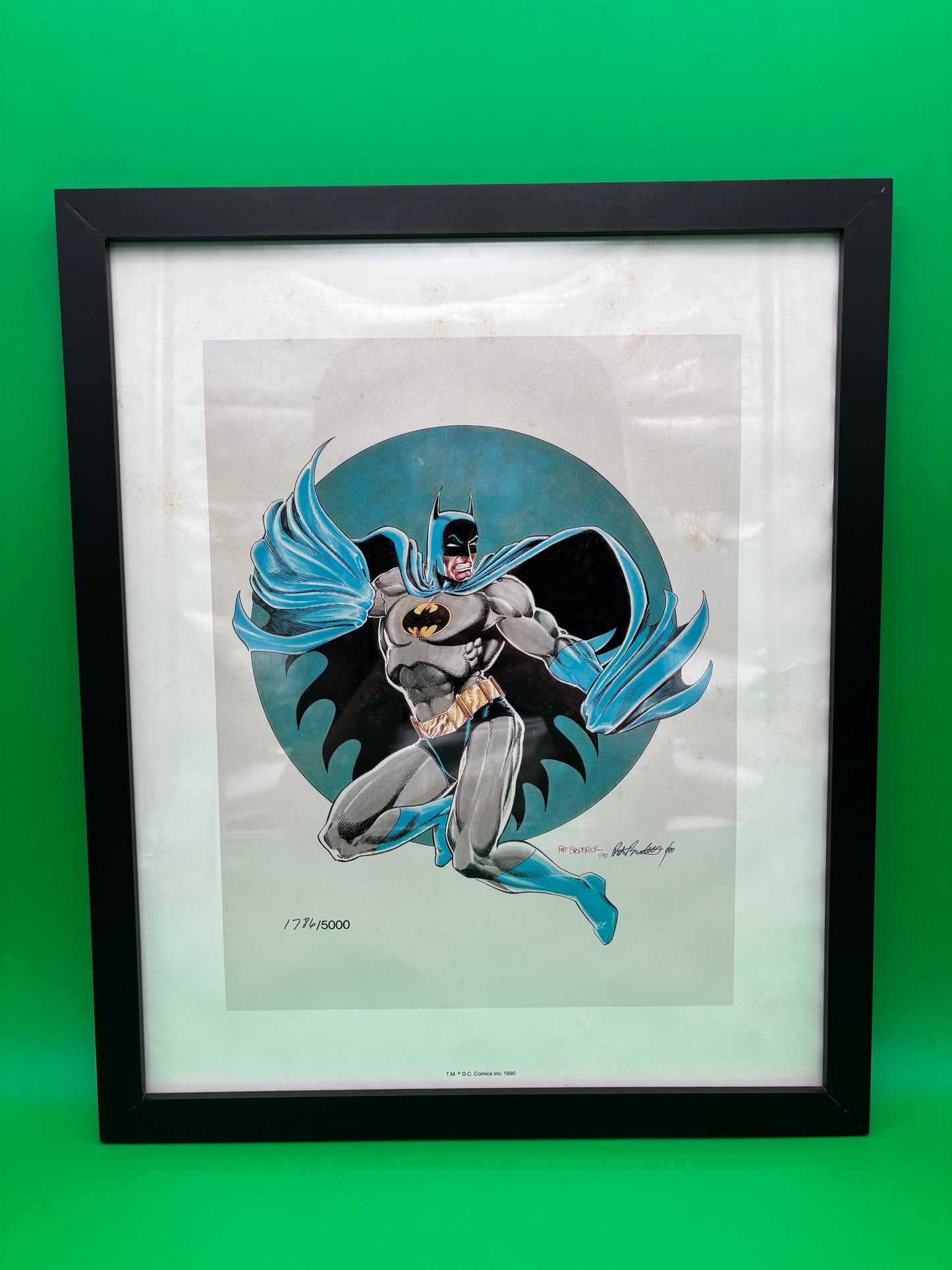 1990 Batman Pat Broderick Signed Numbered Lithograph 1786/5000 Framed DC Comics
