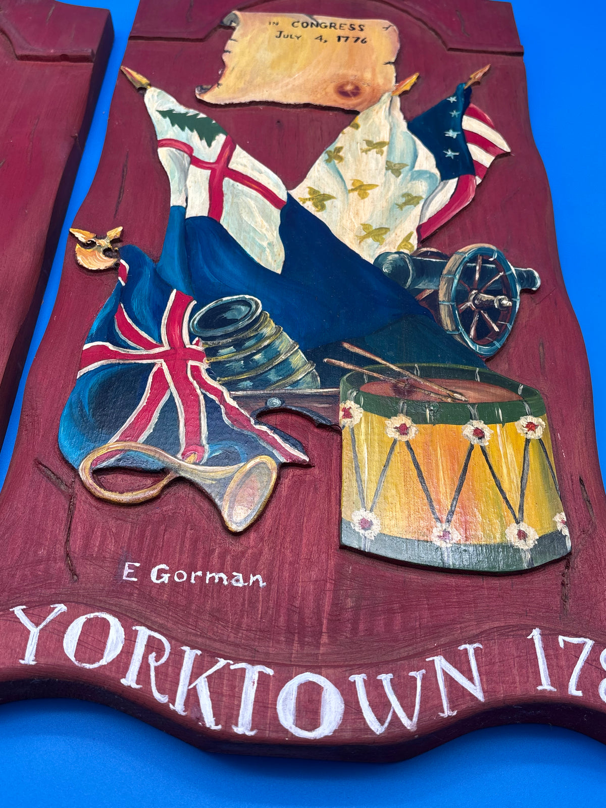 E Gorman Signed Revolutionary War Yorktown 1781 French Regiment Wood Plaques