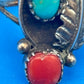 VTG Henry Mariano HM Navajo Sterling Silver Turquoise Coral Ring Size 8