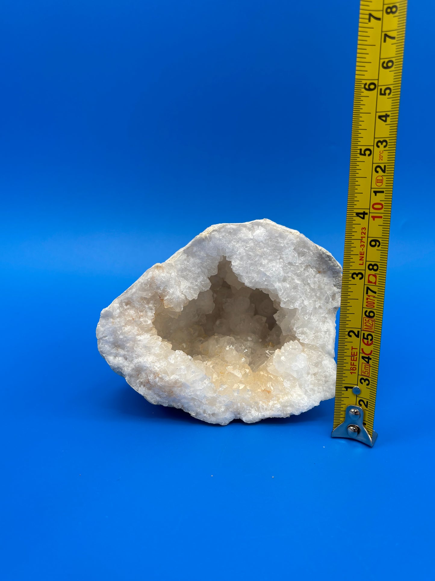 Natural White Quartz Crystal Geode Cave Druzy Mineral Specimen 4.25” Display