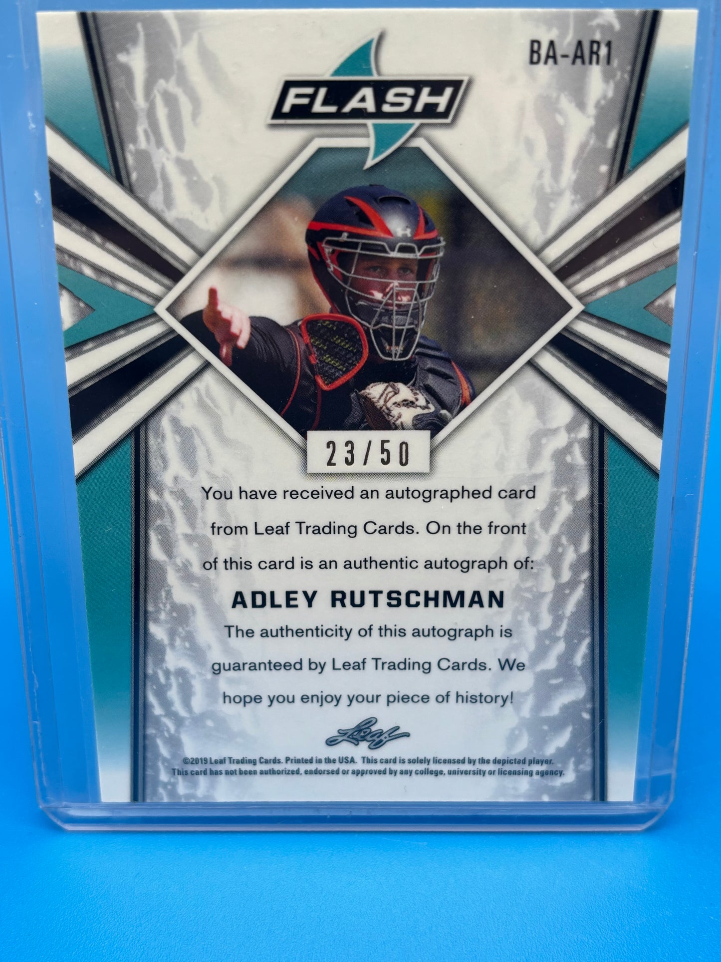 Adley Rutschman 2021 Leaf Flash Auto /50 BA-AR1 Orioles Rookie RC Autograph