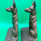 Vintage Art Deco German Shepherd Dog Bookends Pair Cast Iron Bronze Finish Heavy 6”