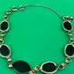 Art Deco 1/20 12K Gold Filled Black Onyx Oval Cabochon Link Bracelet 7”
