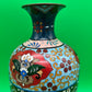 Large Antique Meiji Japanese Cloisonne Dragon Ho-o Phoenix Shield Vase 11.75”