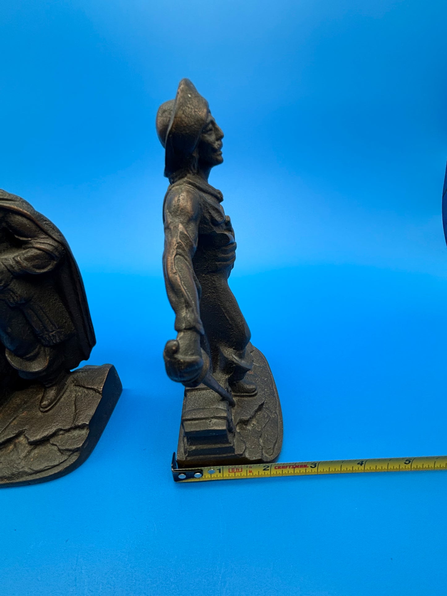 Pair of Antique Vtg 1928 Bronze finish Cast Iron Pirate Bookends Gift House NY