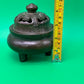 Chinese Bronze Copper Tripod Incense Burner Censer Pierced Lid Xuan Marked 4”