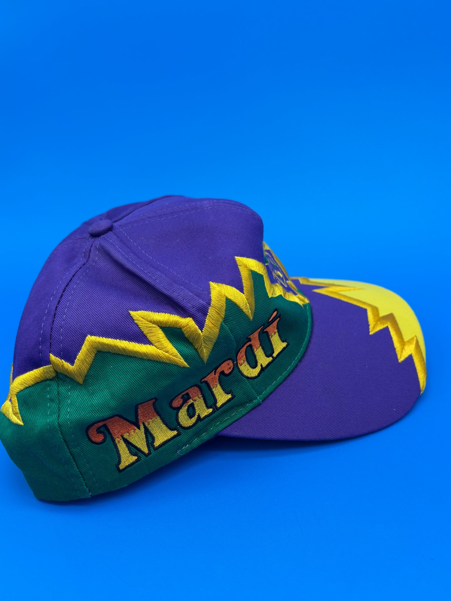 Vintage Mardi Gras Rare Hat SnapBack Lightning Bolt Thunder Jagged Edge Cap