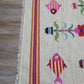 Vintage Turkish Bohemian Rug Tree of Life Fish Design Handmade 4x6 Ft Flatweave Kilim