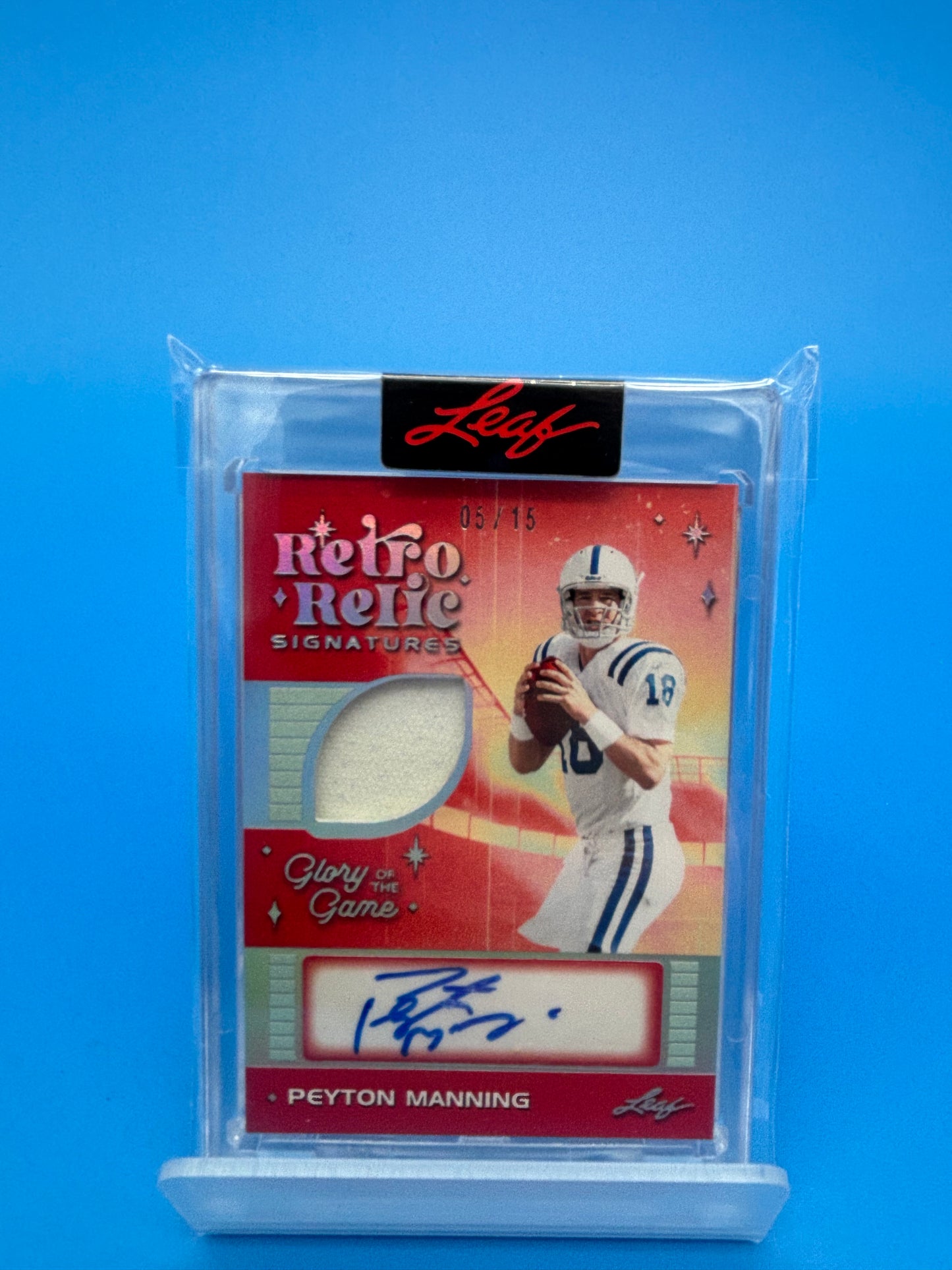 2025 Leaf Glory Of The Game Peyton Manning Retro 5/15 Auto Jersey Card Colts