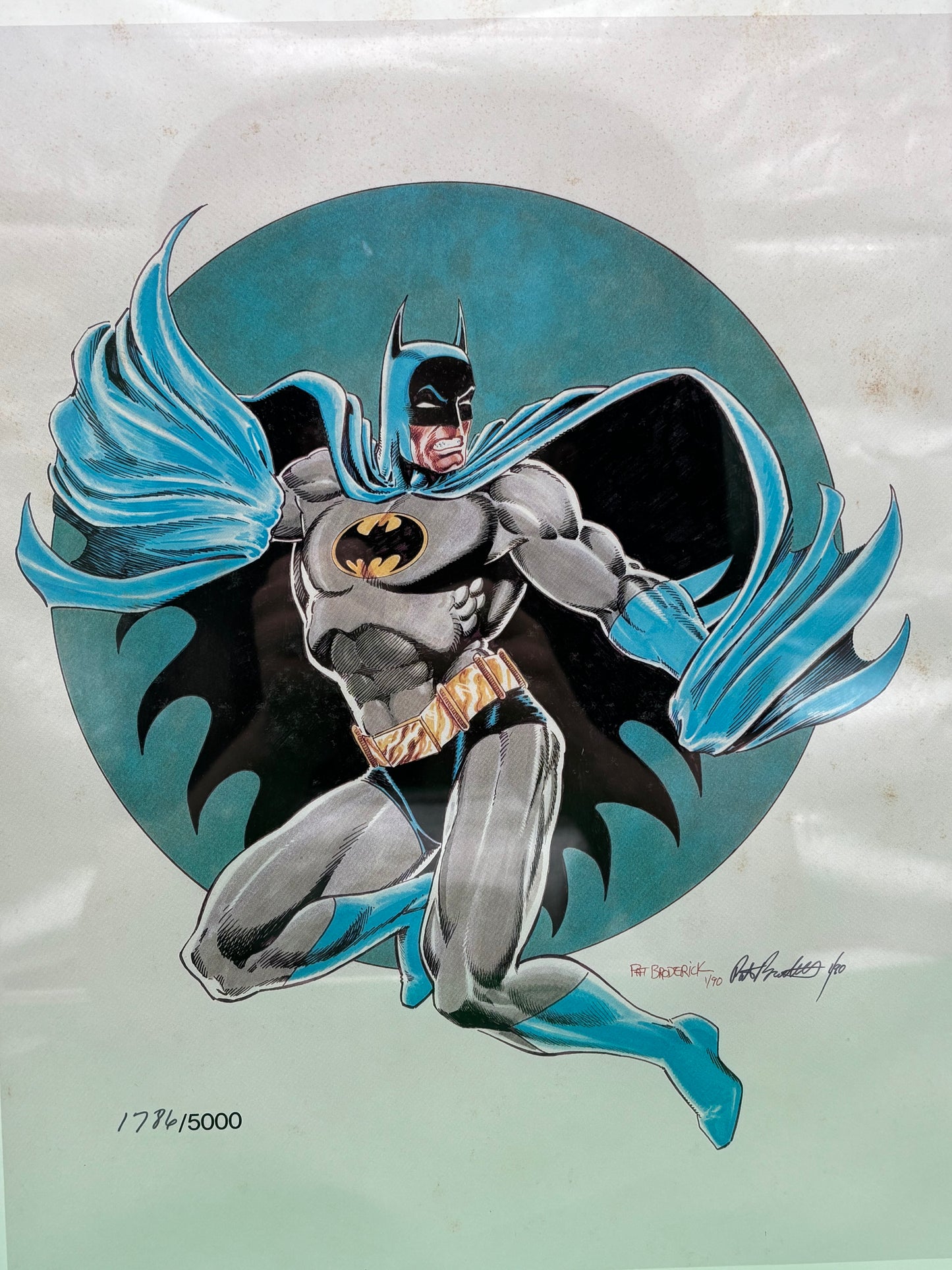 1990 Batman Pat Broderick Signed Numbered Lithograph 1786/5000 Framed DC Comics