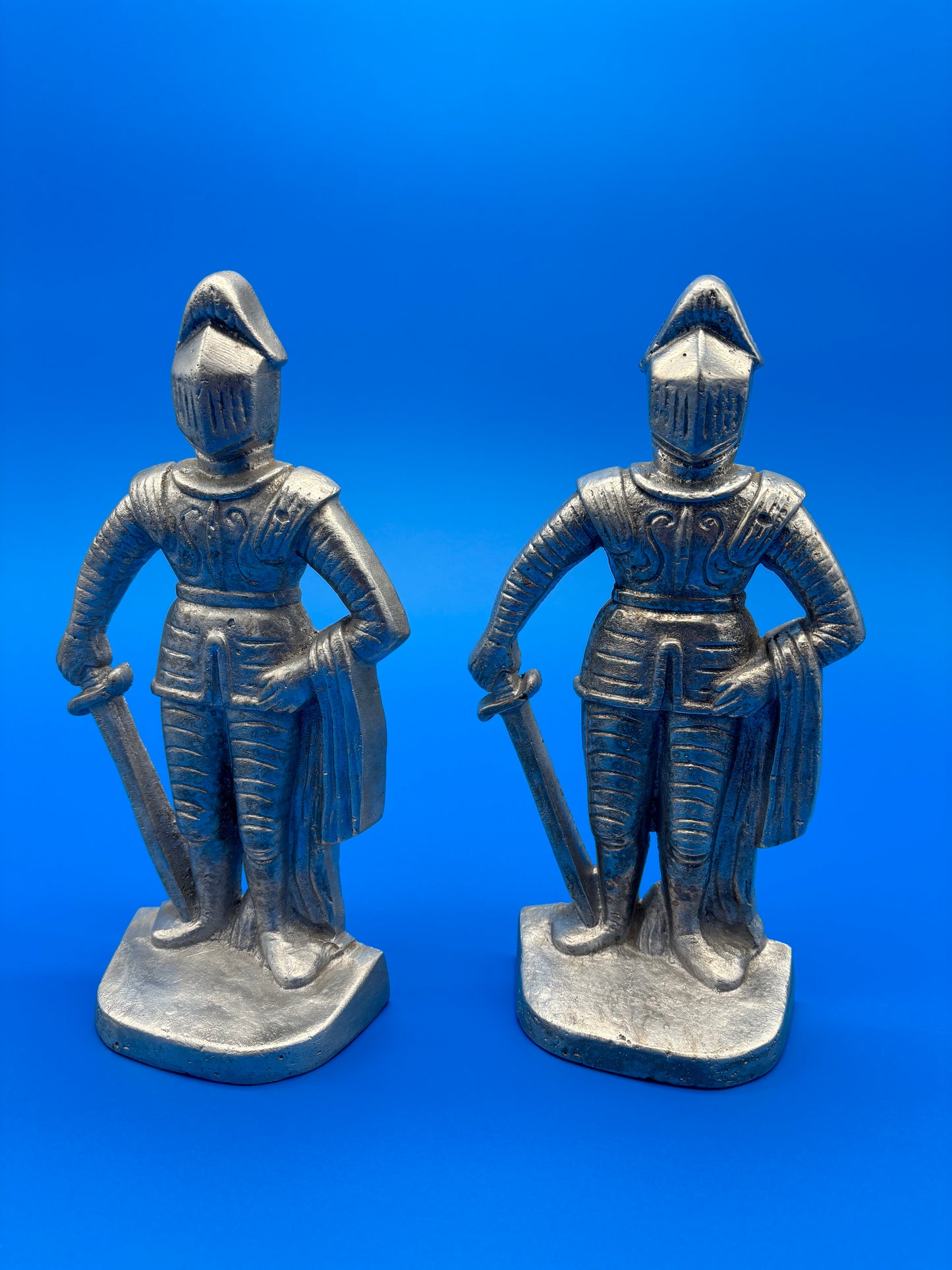 Aluminum Cast Knights Pair Vintage 9"H. Bookends