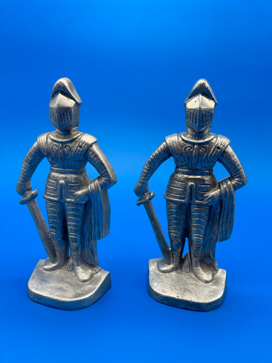 Aluminum Cast Knights Pair Vintage 9"H. Bookends