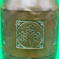 Antique German Jugendstil Hammered Copper Vase Floral Panels 8.25” Germany